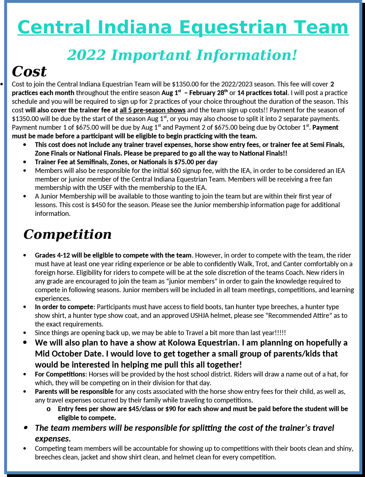 2022 Important Info Cover